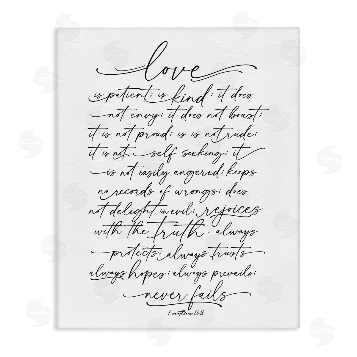 Lettered and Lined Heartfelt Love Is Quote Classy Cursive Typography Stretched Canvas Wall Art Print