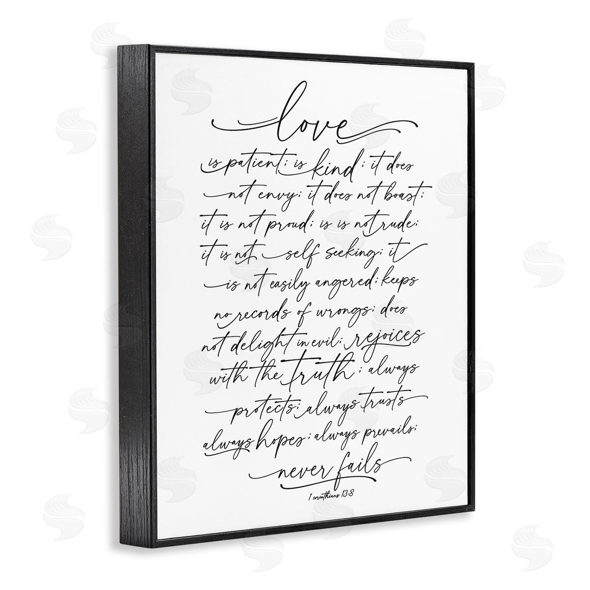 Lettered and Lined Heartfelt Love Is Quote Classy Cursive Typography Black Framed Giclee Wall Art Print