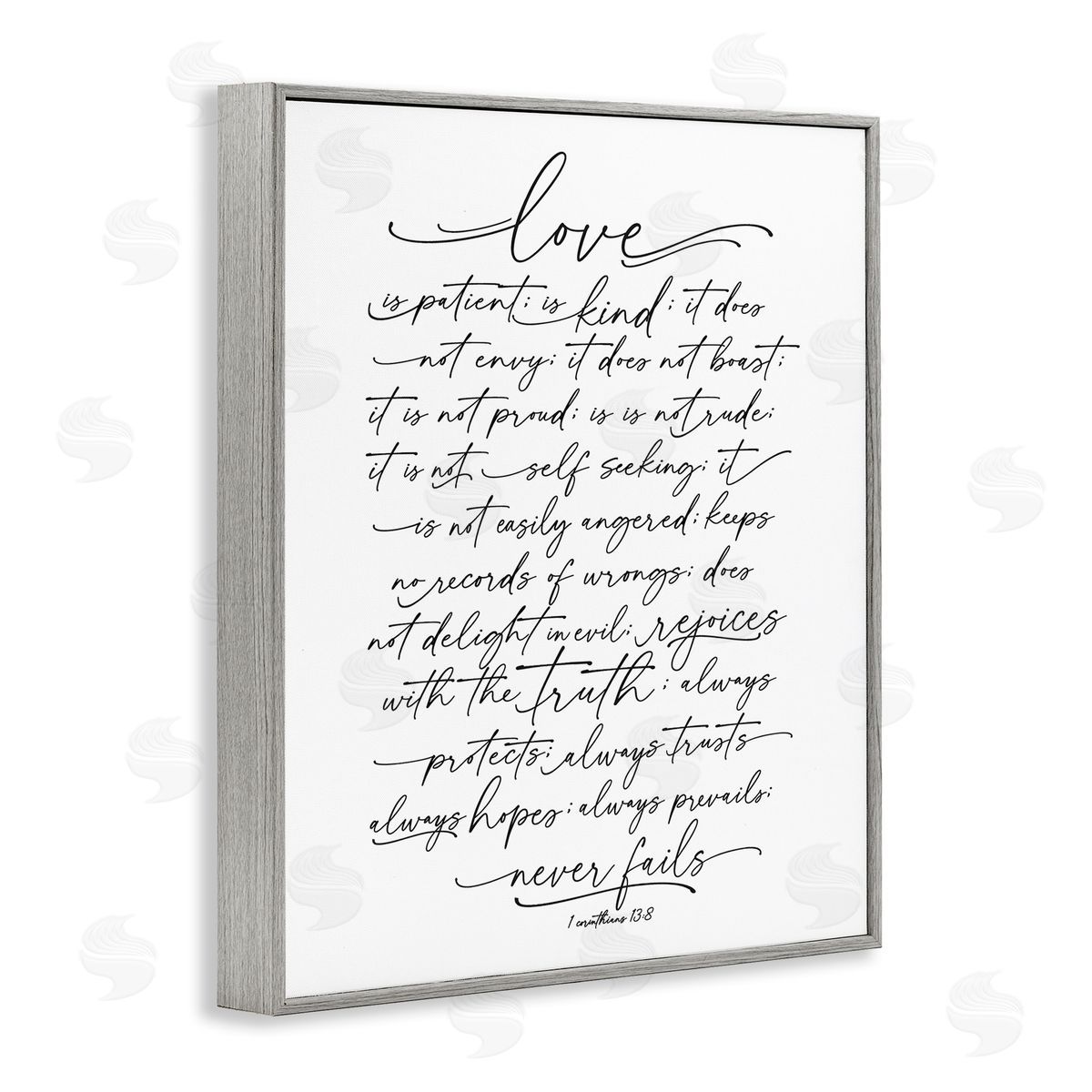 Lettered and Lined Heartfelt Love Is Quote Classy Cursive Typography Gray Framed Giclee Wall Art Print