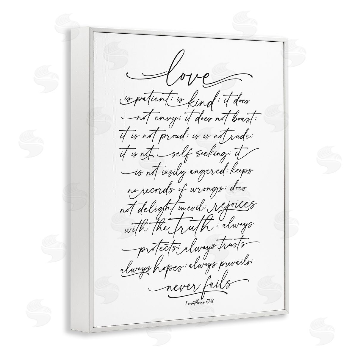 Lettered and Lined Heartfelt Love Is Quote Classy Cursive Typography White Framed Giclee Wall Art Print