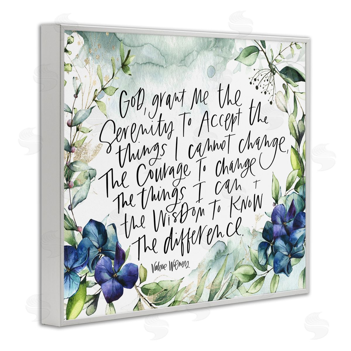 Valerie Wieners Religious Perseverance Quote Floral Watercolor Painting Effect White Framed Giclee Wall Art Print