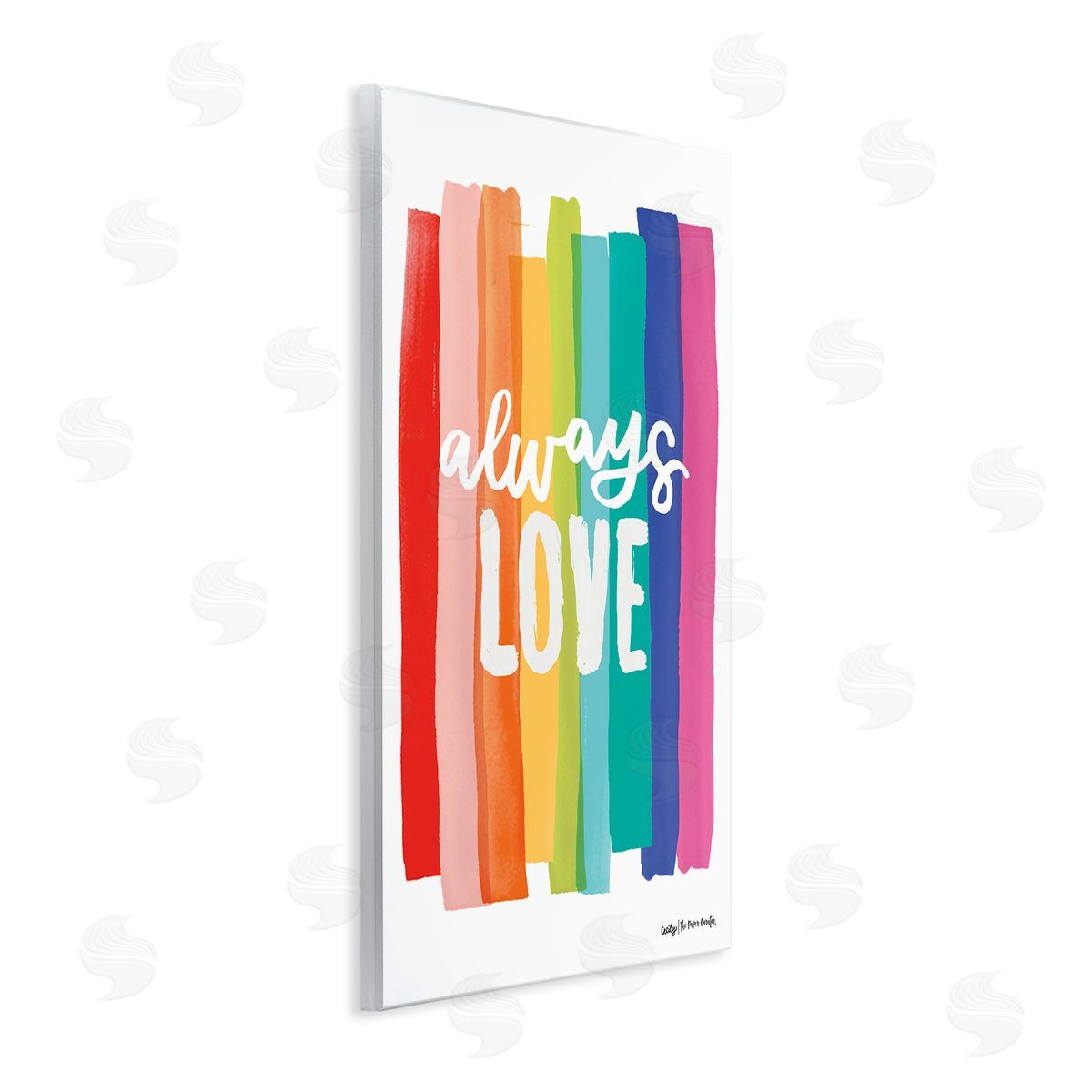 Cecily Moore Always Love Rainbow Striped Brushstrokes Calligraphy Wall Plaque Art Print