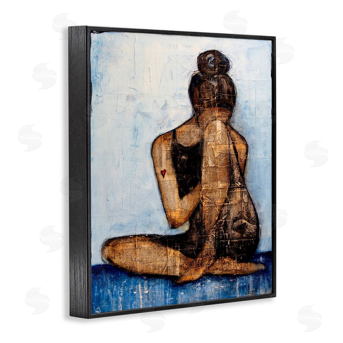 Erin Ashley Emotional Painting Layered Words Girl Heart Black Framed Giclee Wall Art Print