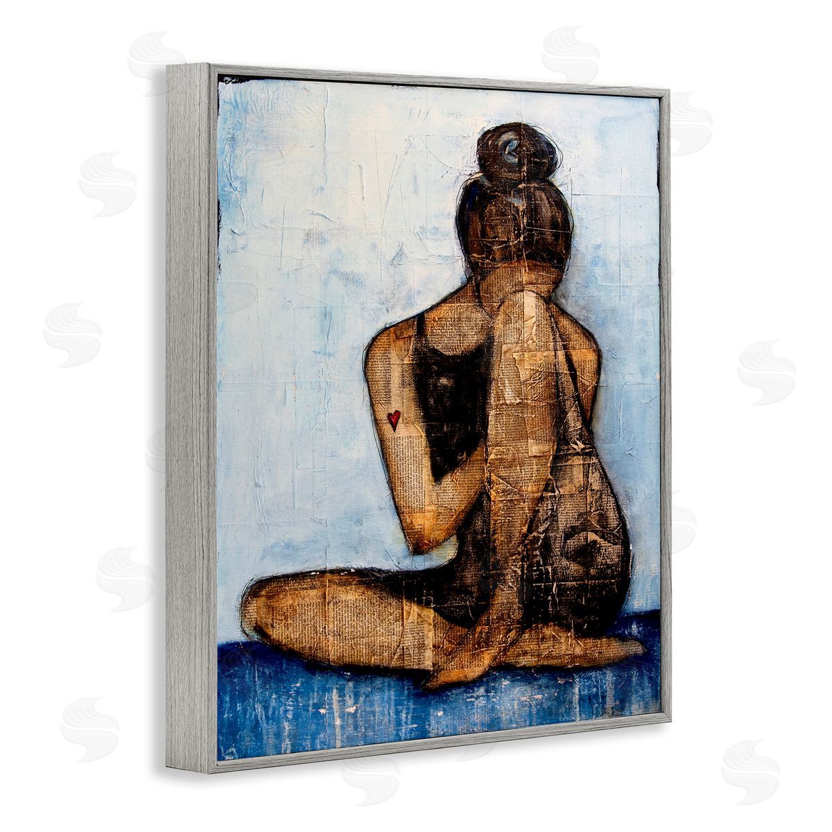 Erin Ashley Emotional Painting Layered Words Girl Heart Gray Framed Giclee Wall Art Print