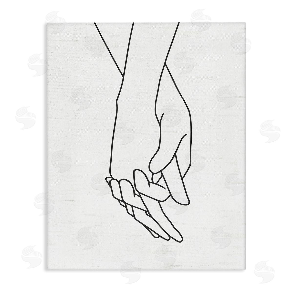 Lettered and Lined Romantic Holding Hands Outline Drawing Loving Couple  Stretched Canvas Wall Art Print