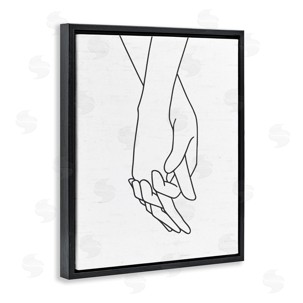 Lettered and Lined Romantic Holding Hands Outline Drawing Loving Couple  Black Floating Frame Canvas Wall Art Print