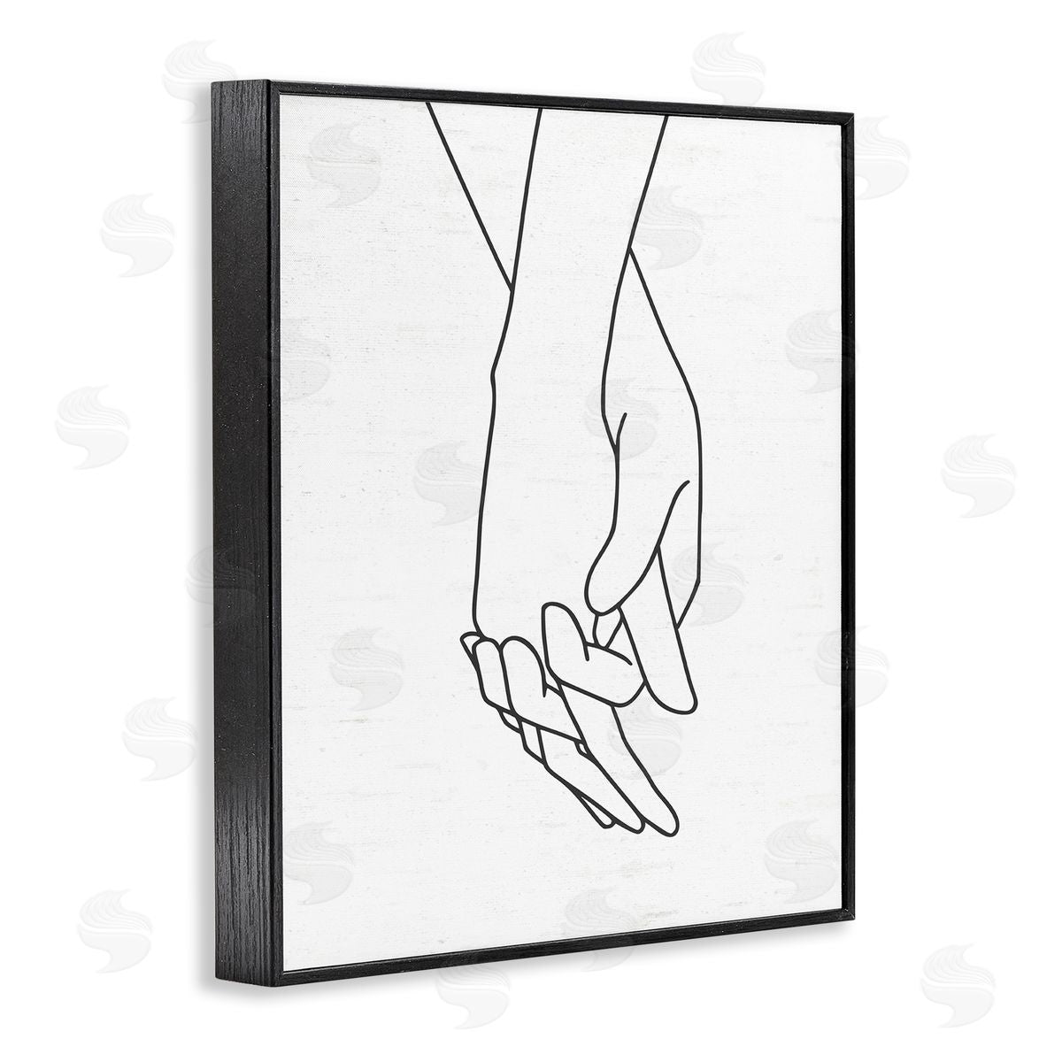 Lettered and Lined Romantic Holding Hands Outline Drawing Loving Couple  Black Framed Giclee Wall Art Print