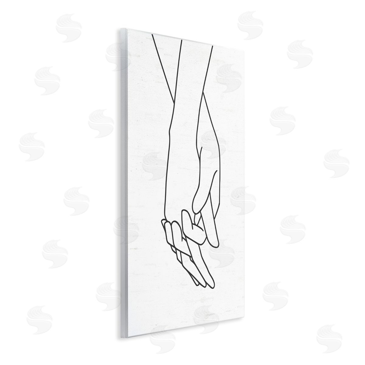 Lettered and Lined Romantic Holding Hands Outline Drawing Loving Couple  Wall Plaque Art Print