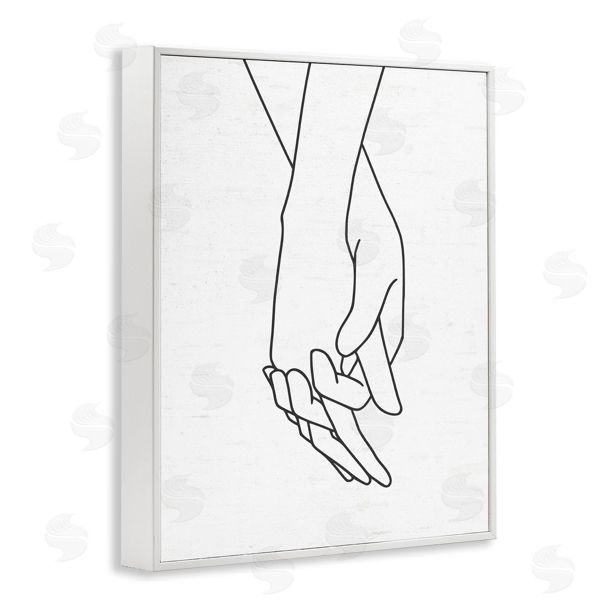 Lettered and Lined Romantic Holding Hands Outline Drawing Loving Couple  White Framed Giclee Wall Art Print