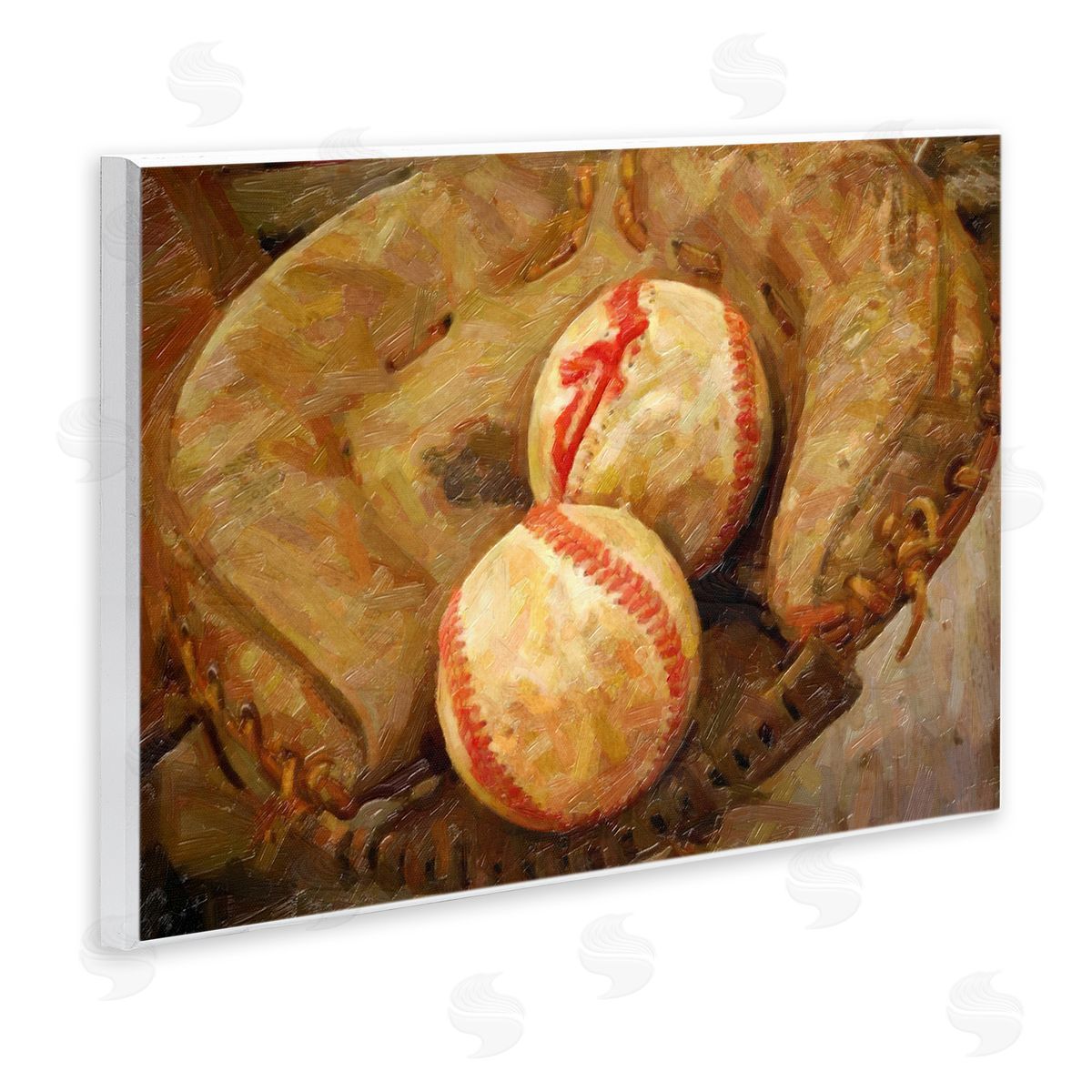 Graffitee Studios Detailed Baseball Glove Mitt Holding Sports Balls Wall Plaque Art Print