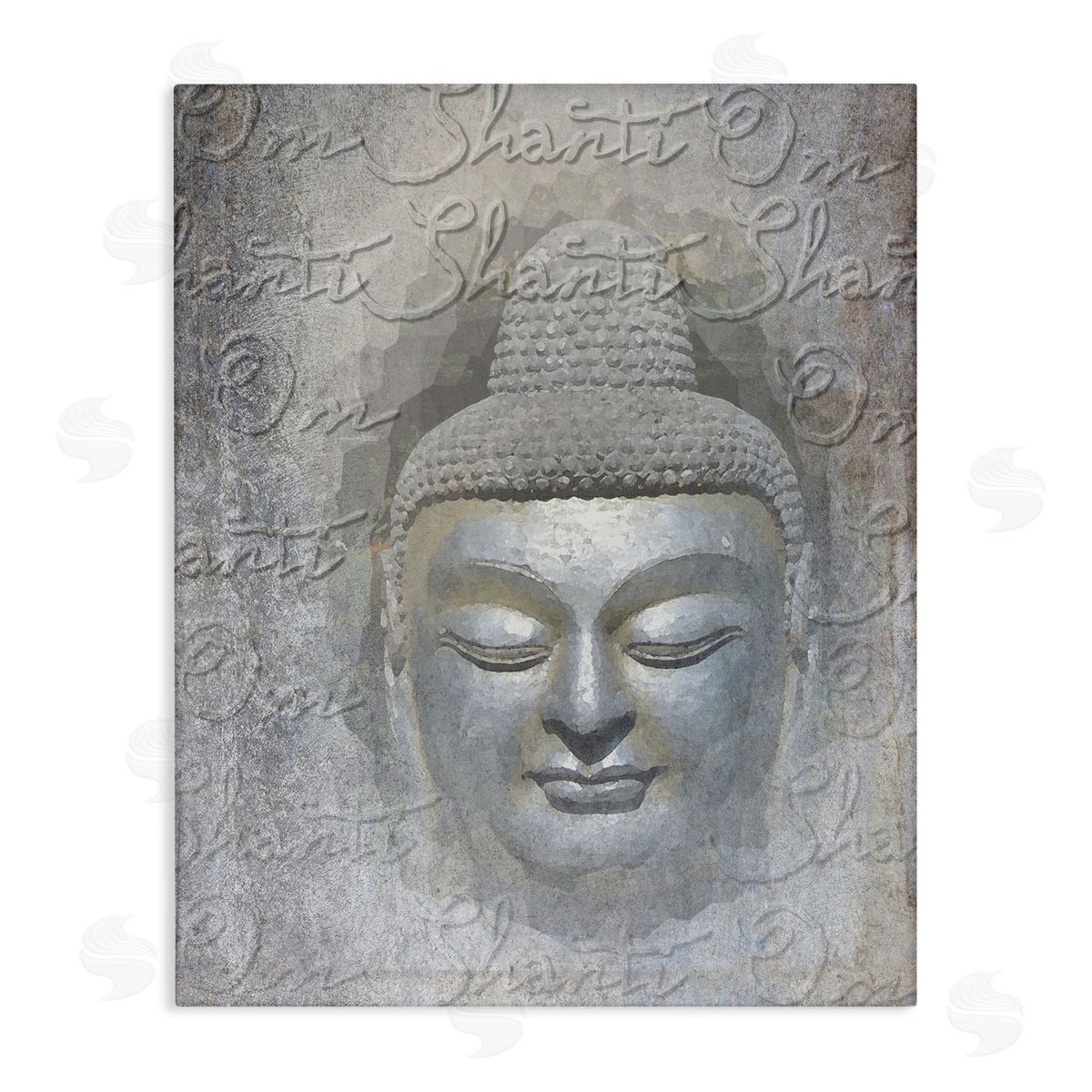Graffitee Studios Layered Buddha Spiritual Words Script Om Shanti Mantra Stretched Canvas Wall Art Print