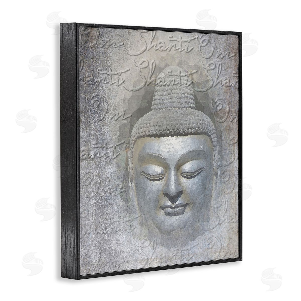 Graffitee Studios Layered Buddha Spiritual Words Script Om Shanti Mantra Black Framed Giclee Wall Art Print