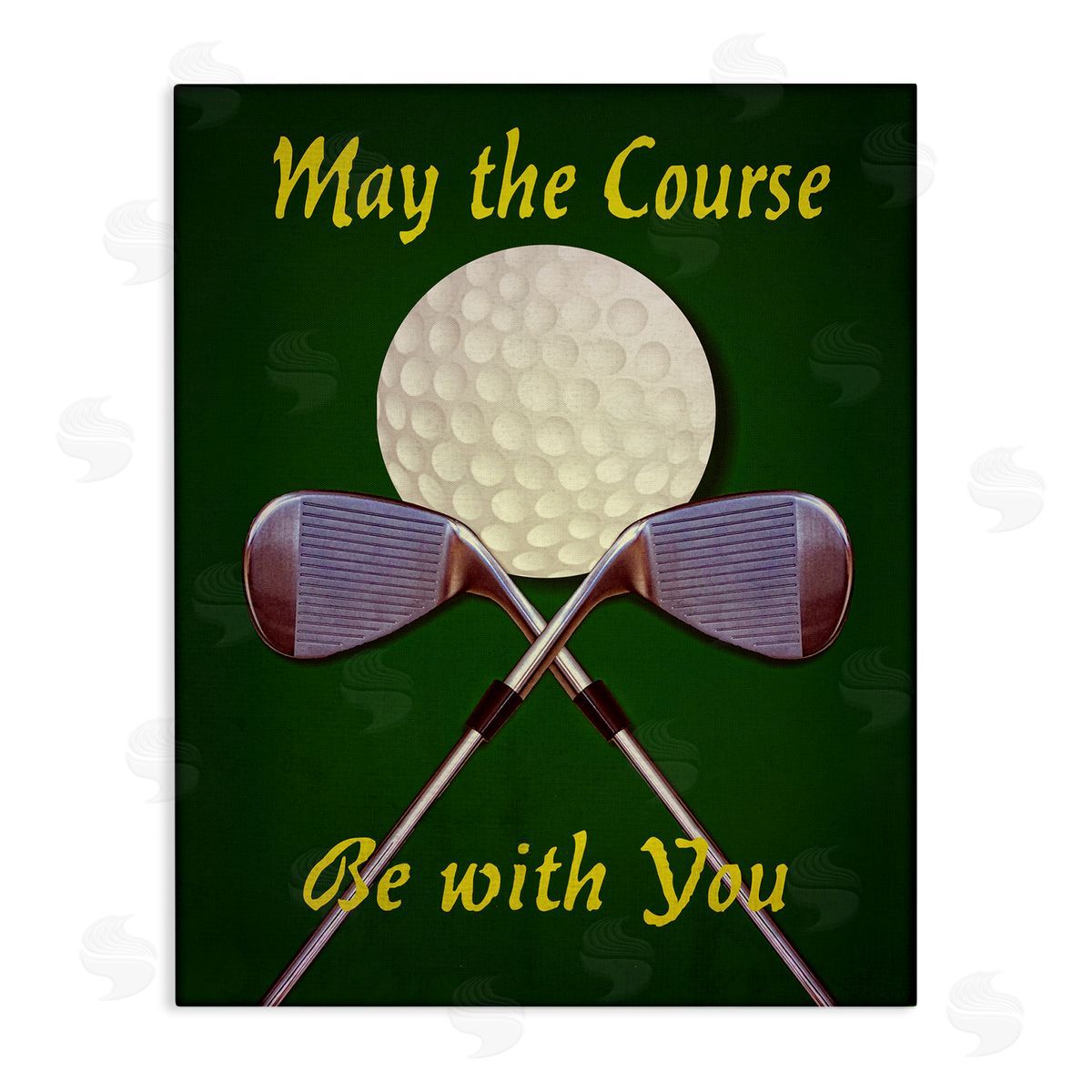 Graffitee Studios May Course Be With You Fun Sports Golf Clubs Stretched Canvas Wall Art Print