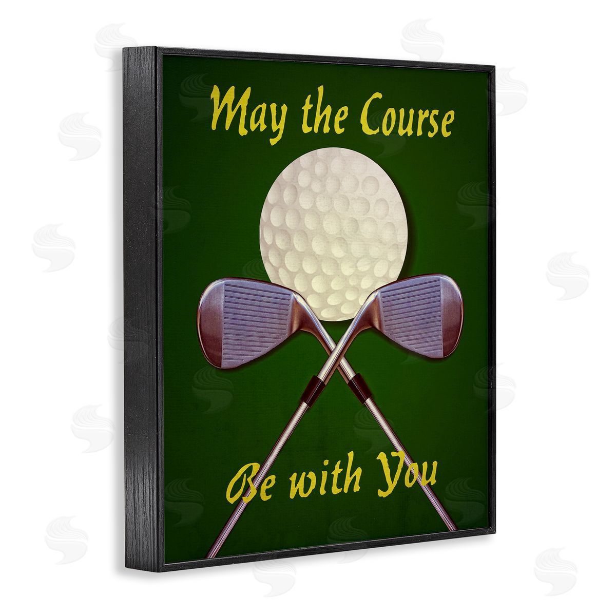 Graffitee Studios May Course Be With You Fun Sports Golf Clubs Black Framed Giclee Wall Art Print