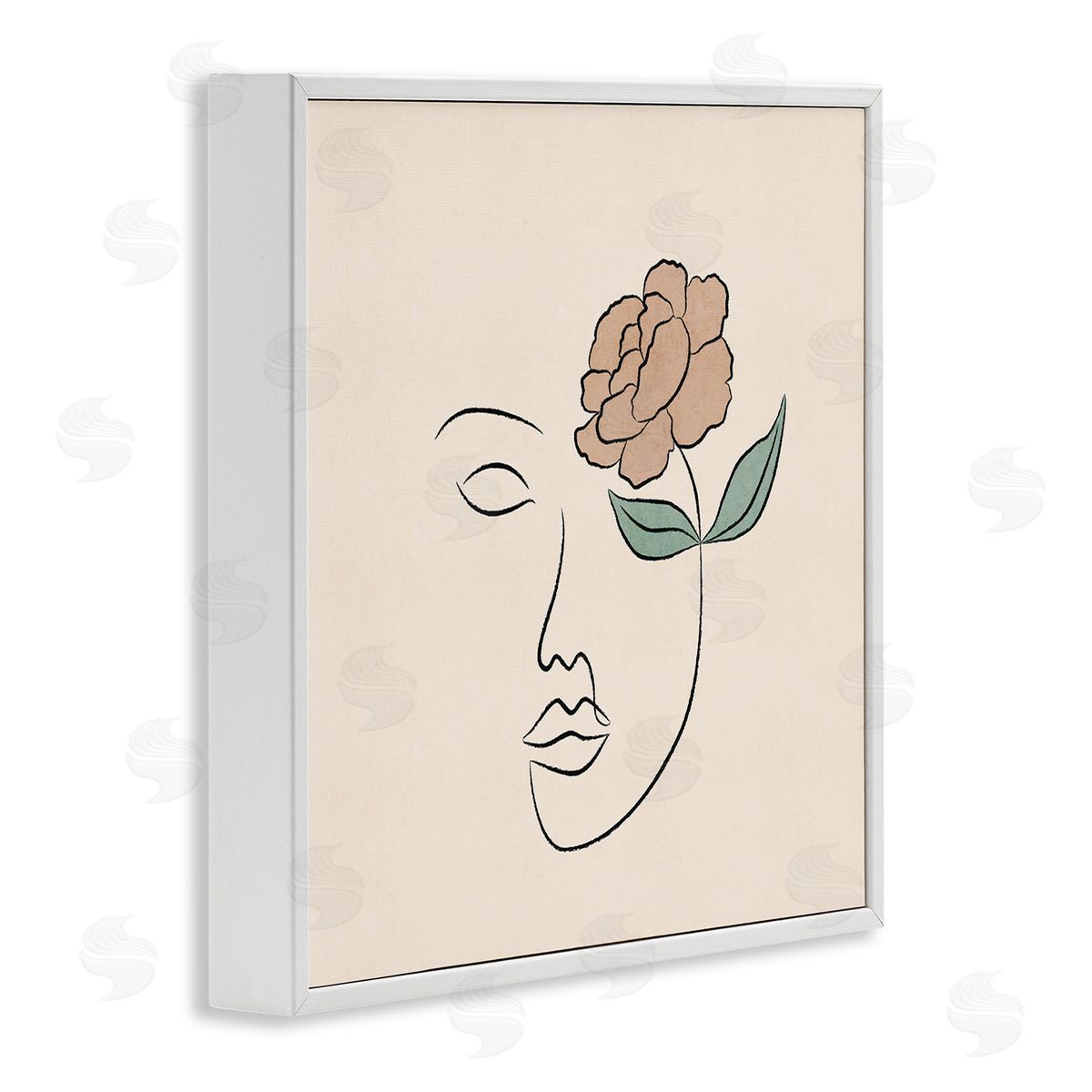 JJ Design House LLC Floral Outline Casual Doodle Abstract Woman Face  White Framed Glicee Wall Art Print