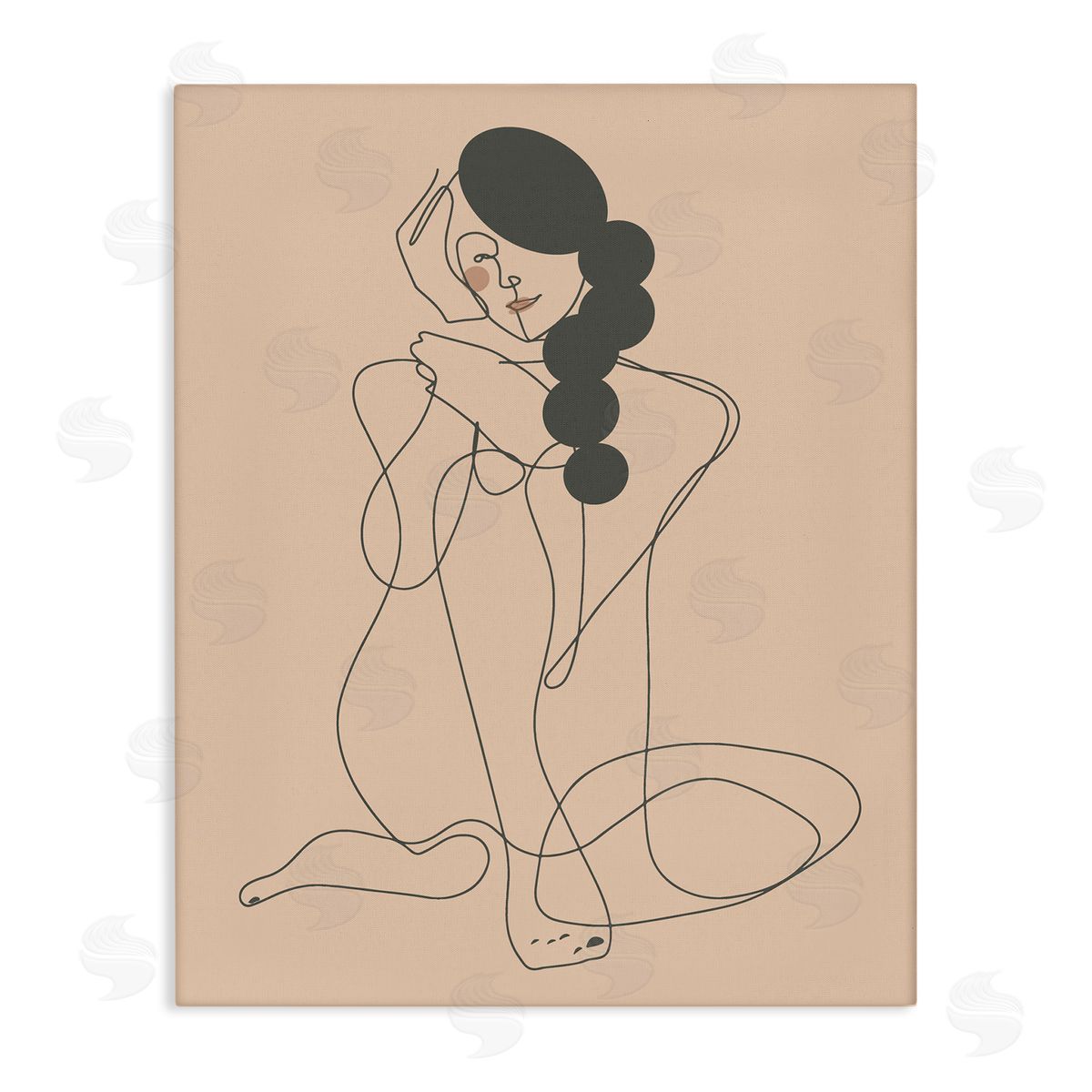 Kendra Shedenhelm Abstract Woman Sitting Scribble Drawing Smiling Outline Stretched Canvas Wall Art Print