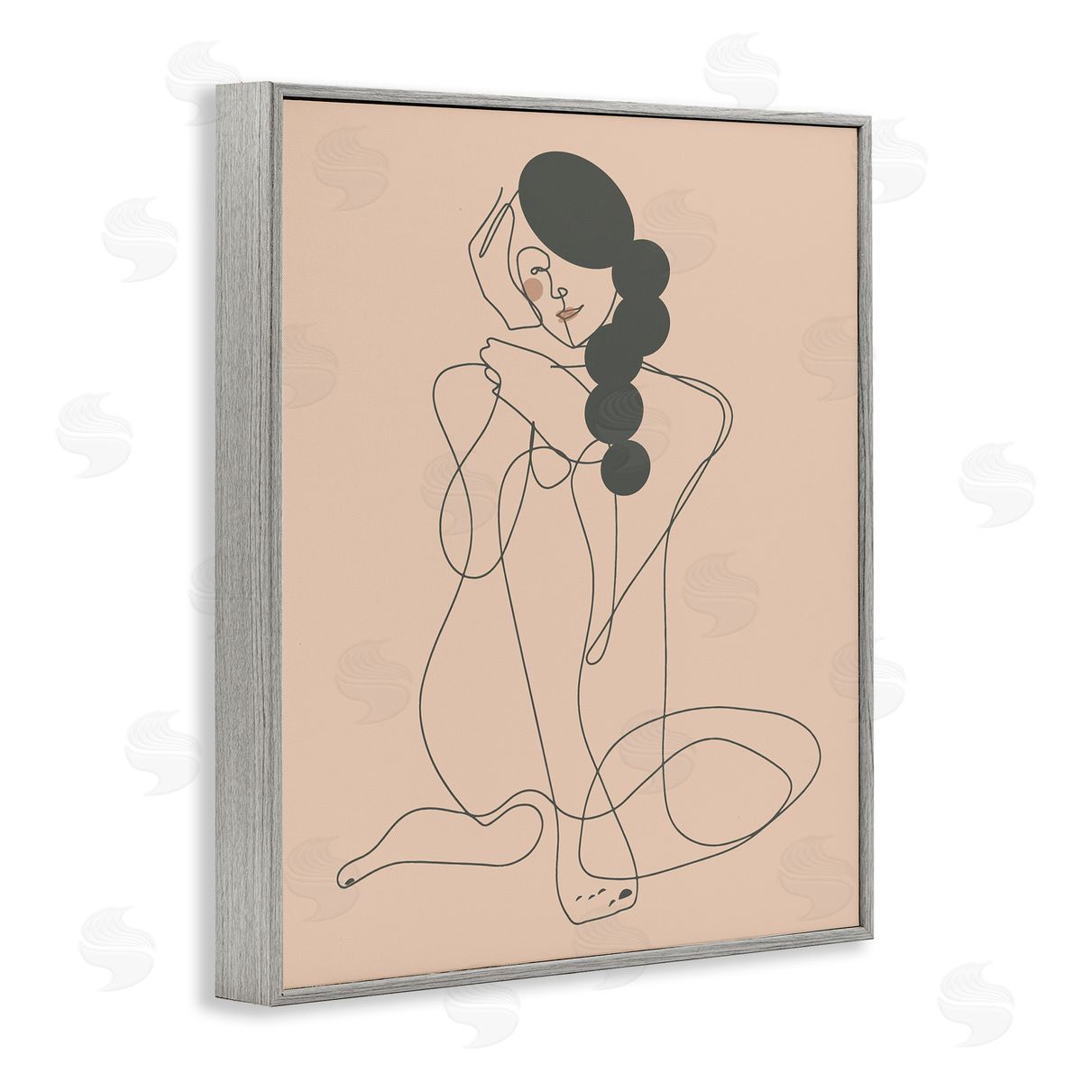 Kendra Shedenhelm Abstract Woman Sitting Scribble Drawing Smiling Outline Gray Framed Giclee Wall Art Print