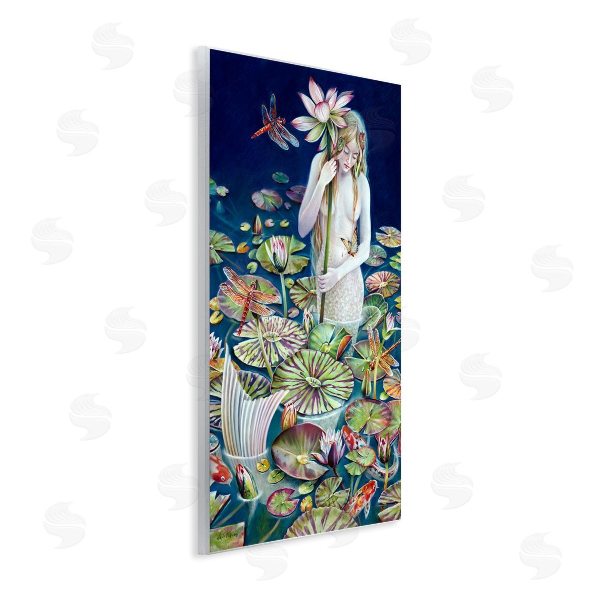 Sheila Wolk Mermaid Among Water Lilies Floral Pond Woman  Wall Plaque Art Print