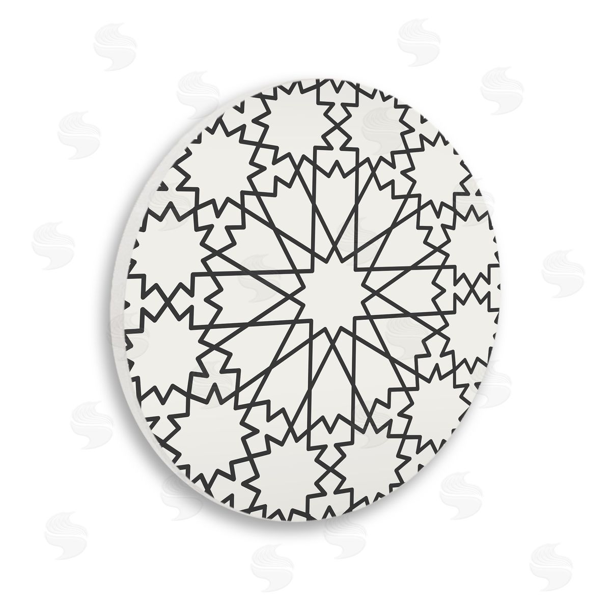 Stupell Studio Geometric Star Shapes Round Fractal Symmetrical Design Wooden Wall Plaque Art Print