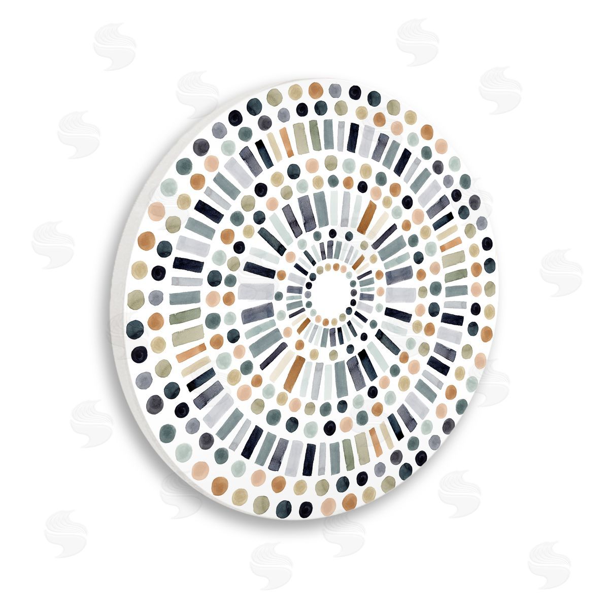 Victoria Barnes Varied Neutral Tones Geometric Circles Shapes Fractal Wooden Wall Plaque Art Print
