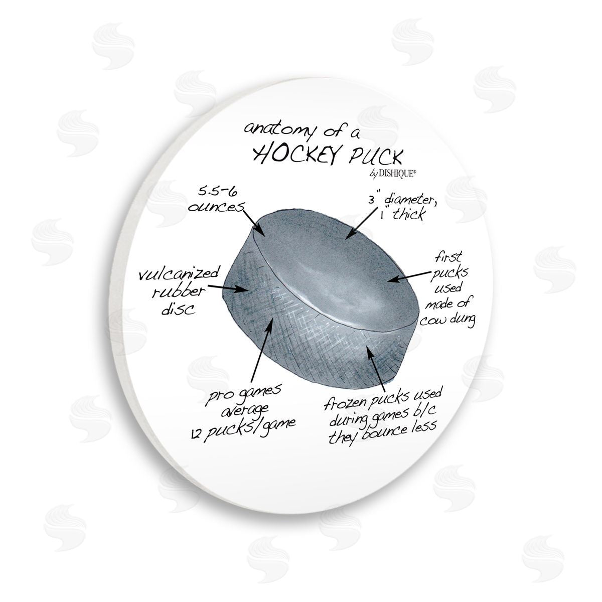 Dishique Informational Hockey Puck Sports Learning Chart Diagram Wooden Wall Plaque Art Print