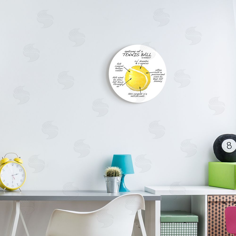Dishique Tennis Ball Learning Sports Educational Diagram Facts Round Wall Plaque Art Print in Room