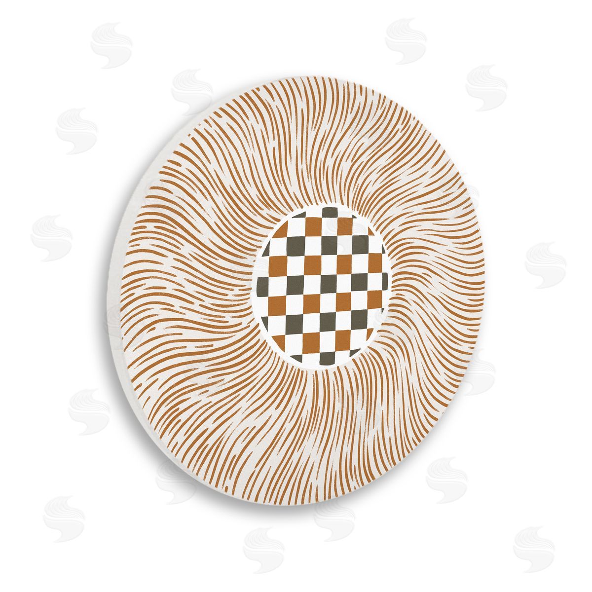 Ziwei Li Checkered Abstract Circle Shape Geometric Lines Pattern Wooden Wall Plaque Art Print