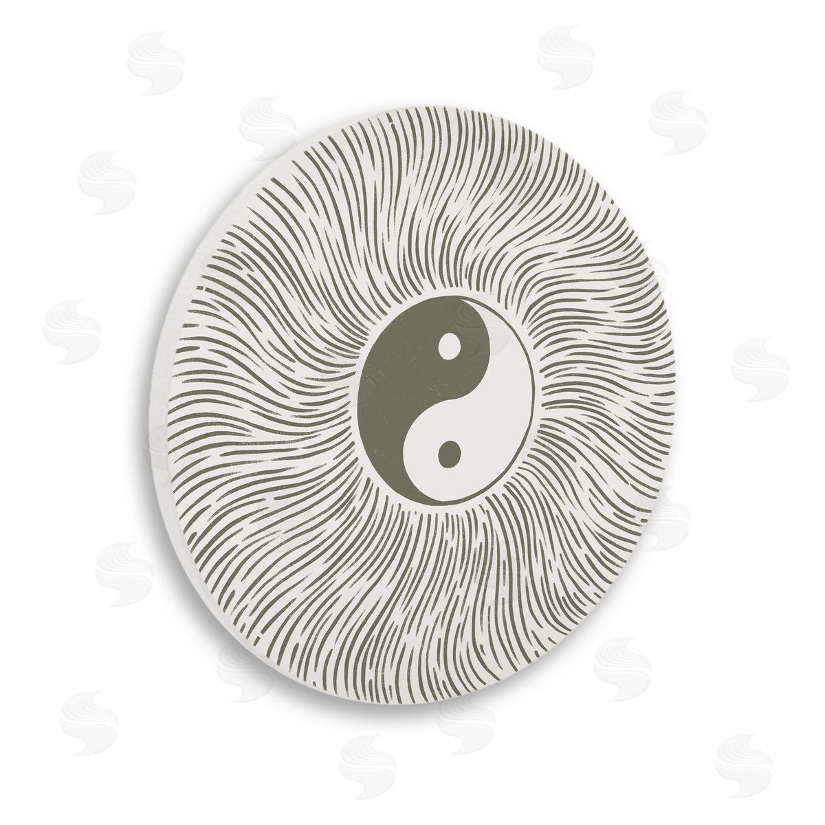 Ziwei Li Abstract Harmony Yin Yang Symbol Line Pattern Wooden Wall Plaque Art Print