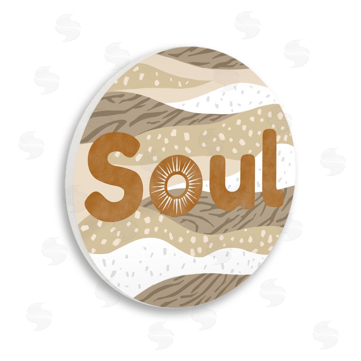 Ziwei Li Soul Typography Meaningful Layered Patterns Neutral Tones Wooden Wall Plaque Art Print