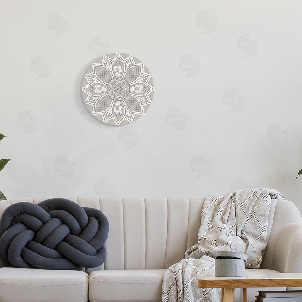 Ziwei Li Kaleidoscopic Flower Petal Pattern Symmetrical Fractal Shapes Round Wall Plaque Art Print in Room