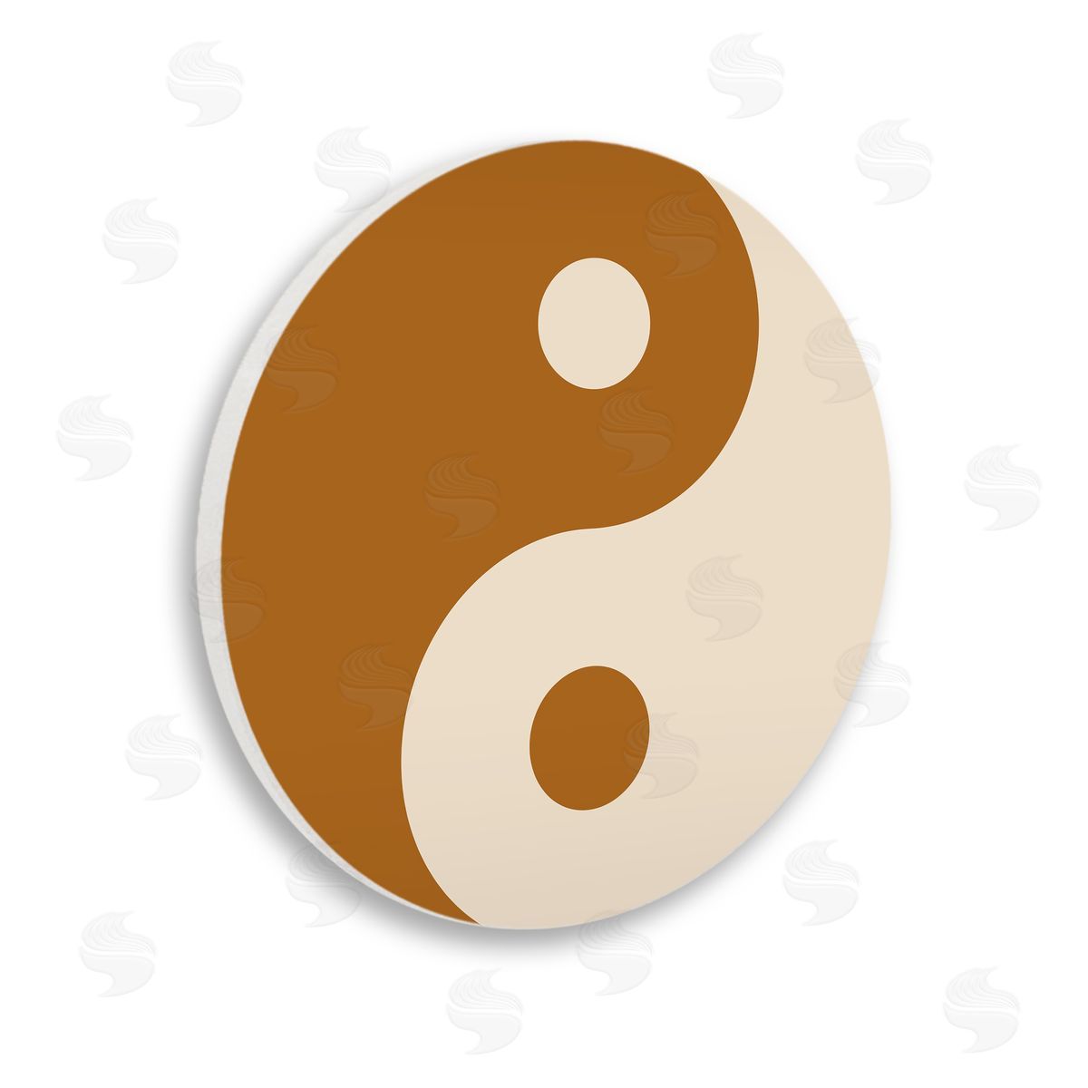 Stupell Studio Beige Yin Yang Harmony Symbol Spiritual Taijitu  Wooden Wall Plaque Art Print