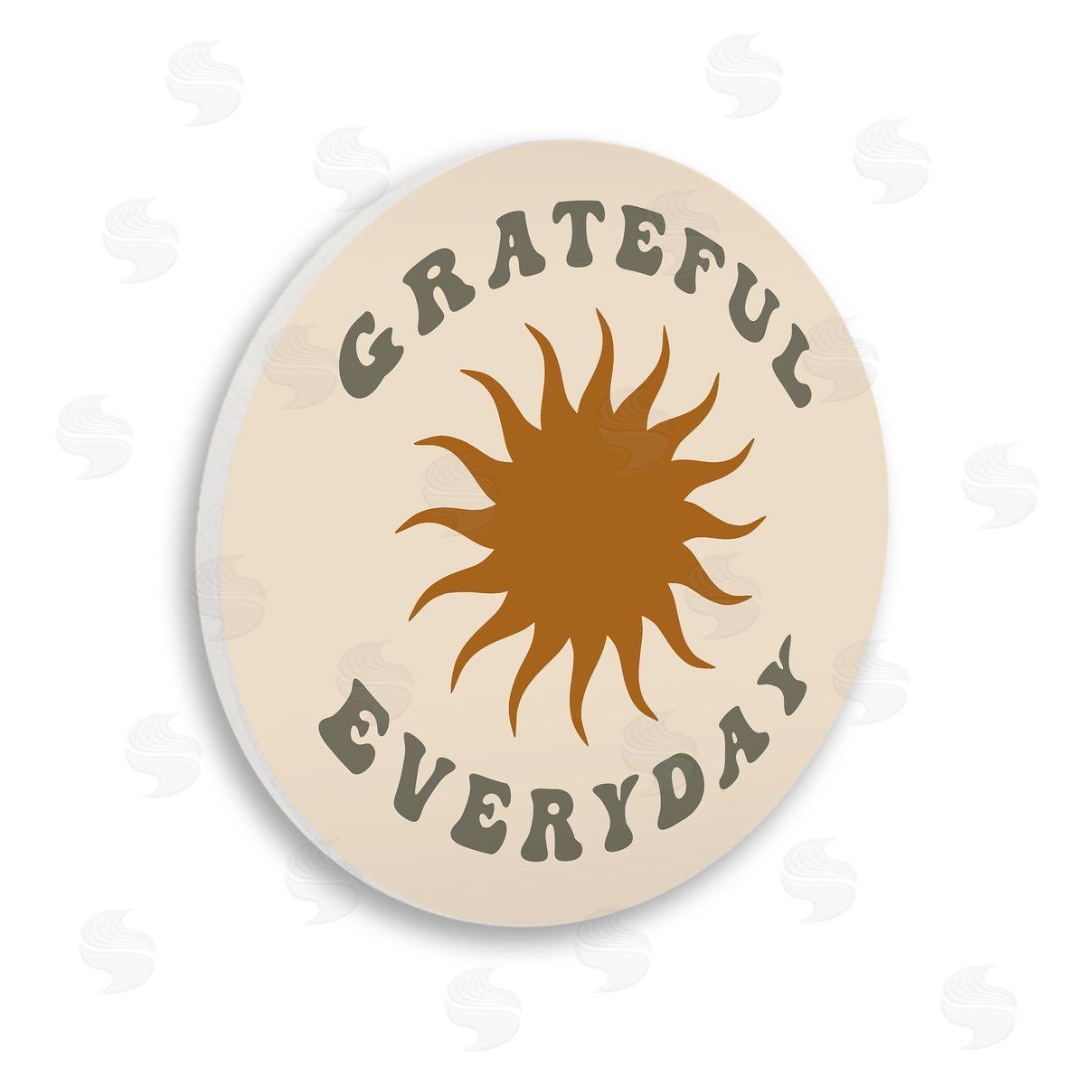 Stupell Studio Grateful Everyday Retro Typography Abstract Sun Symbol Wooden Wall Plaque Art Print