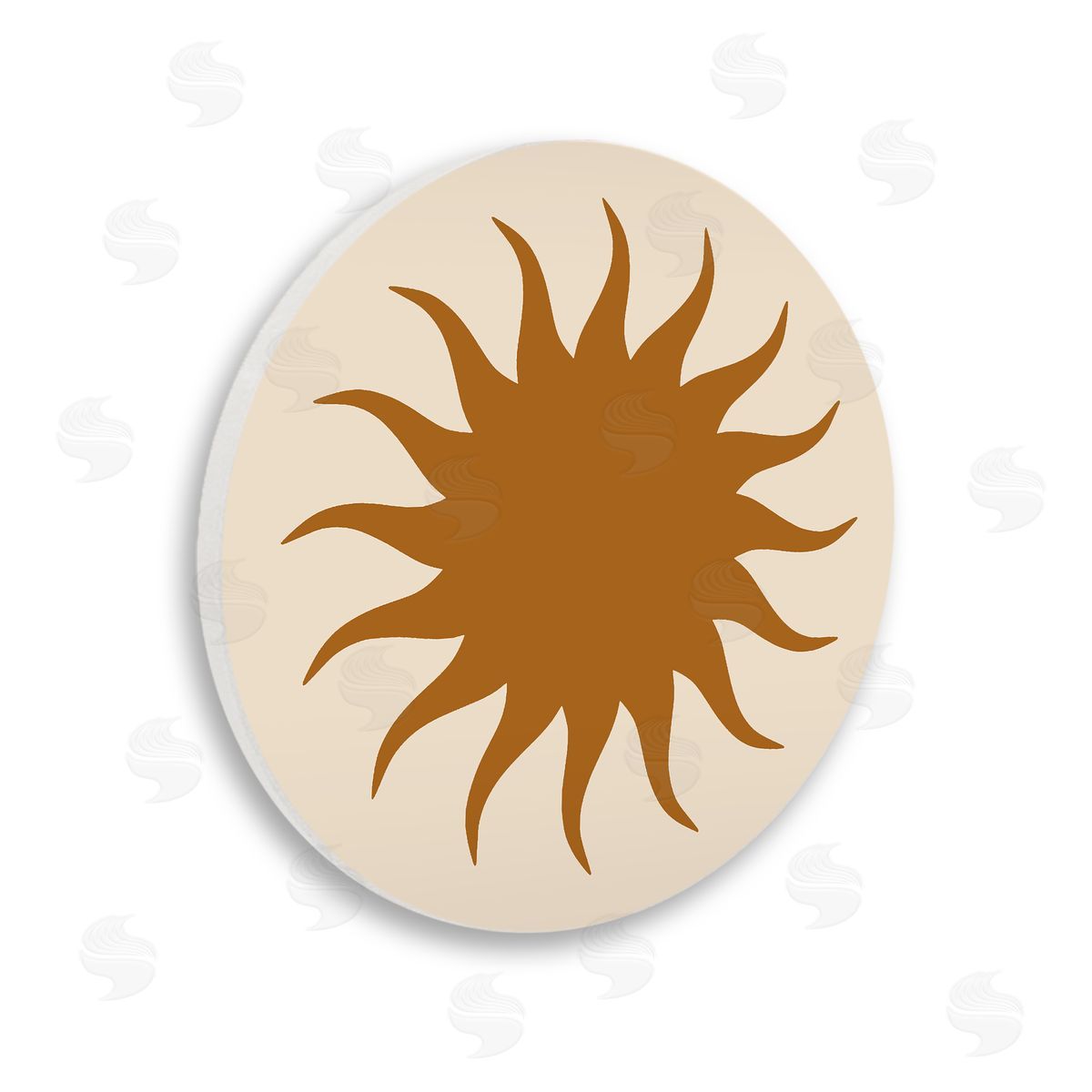Stupell Studio Casual Abstract Sun Rays Shape Ochre Tones  Wooden Wall Plaque Art Print