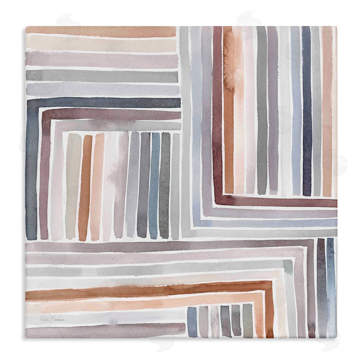 Kristen Brockmon Structured Geometric Lines Abstract Square Shapes Stretched Canvas Wall Art Print