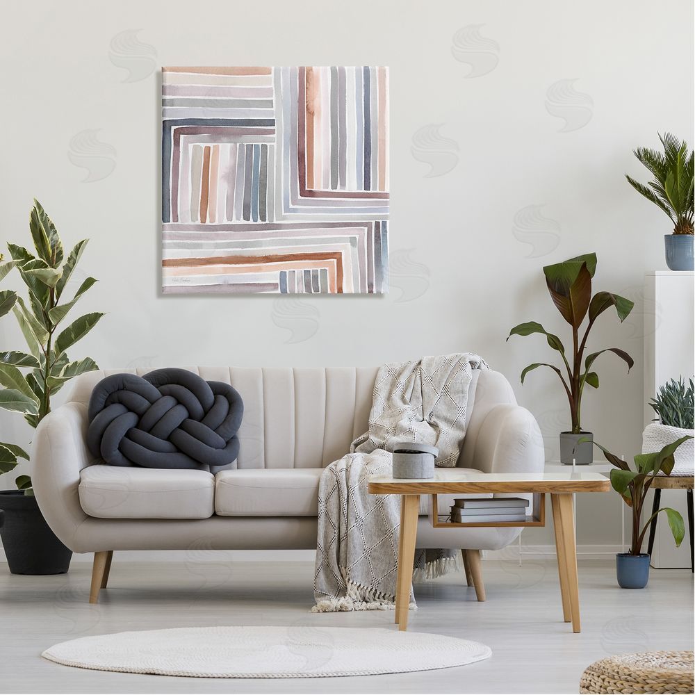 Kristen Brockmon Structured Geometric Lines Abstract Square Shapes Canvas Wall Art in Room