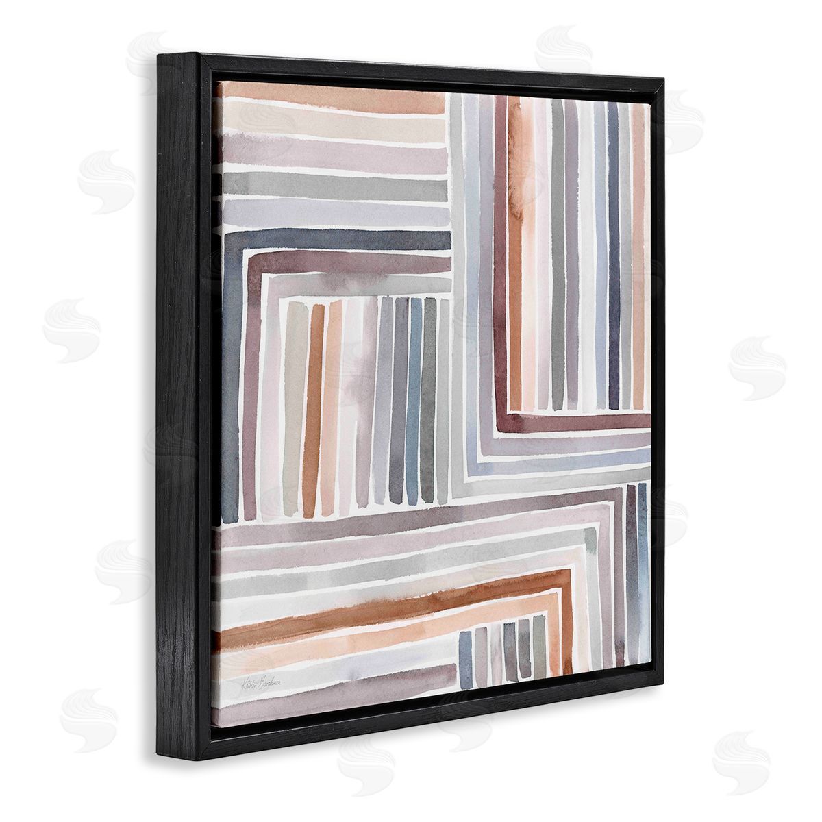 Kristen Brockmon Structured Geometric Lines Abstract Square Shapes Black Floating Frame Canvas Wall Art Print