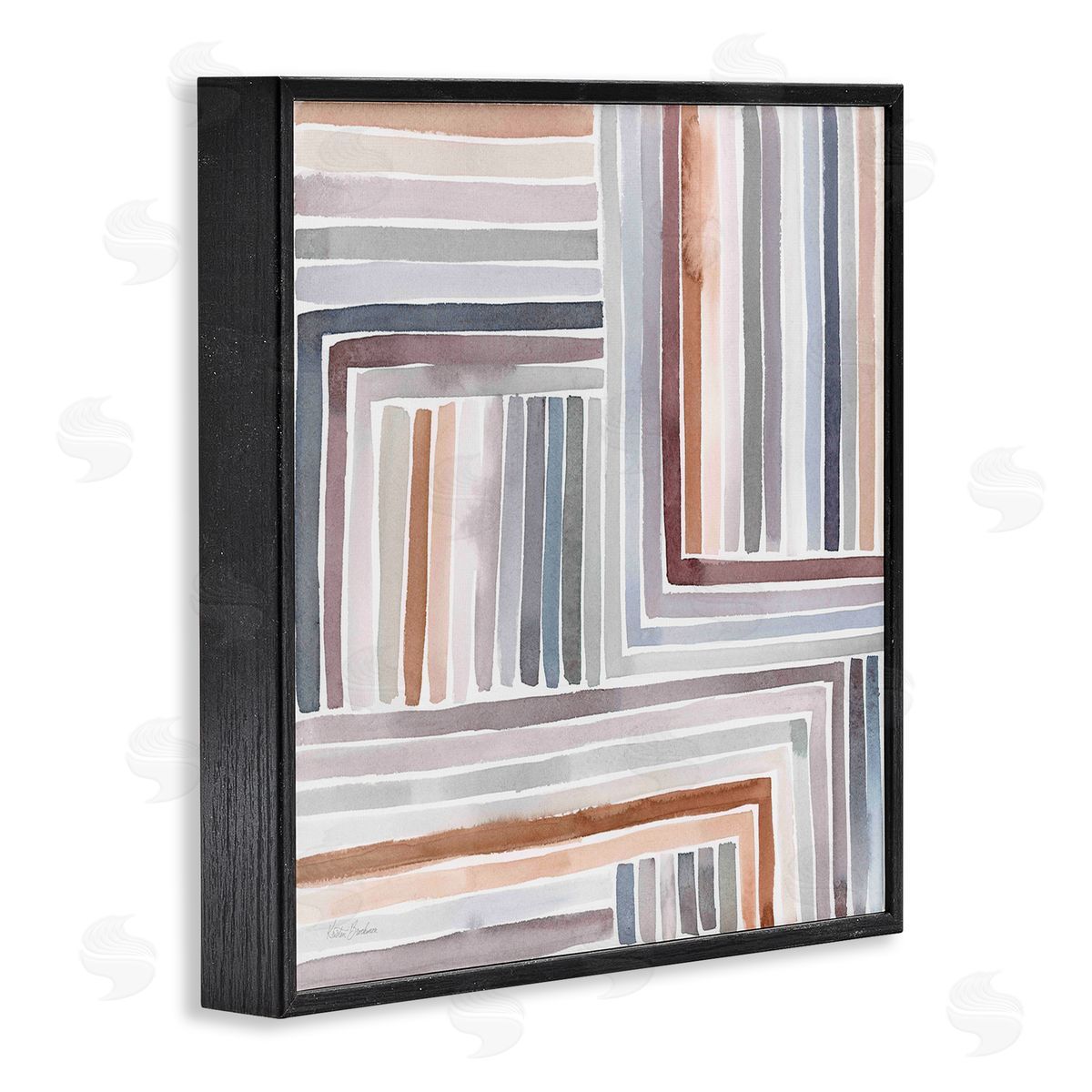 Kristen Brockmon Structured Geometric Lines Abstract Square Shapes Black Framed Glicee Wall Art Print
