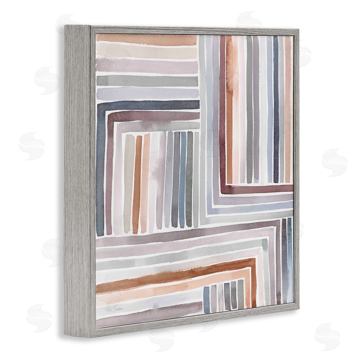 Kristen Brockmon Structured Geometric Lines Abstract Square Shapes Gray Framed Glicee Wall Art Print
