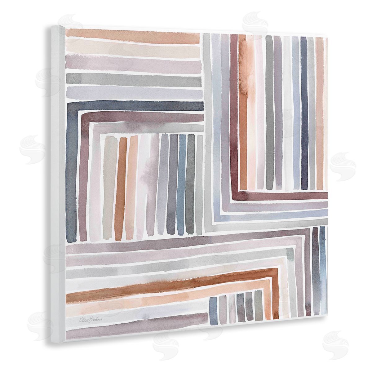 Kristen Brockmon Structured Geometric Lines Abstract Square Shapes Wooden Wall Plaque Art Print