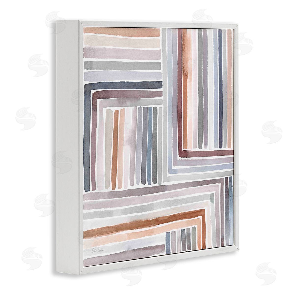 Kristen Brockmon Structured Geometric Lines Abstract Square Shapes White Framed Glicee Wall Art Print