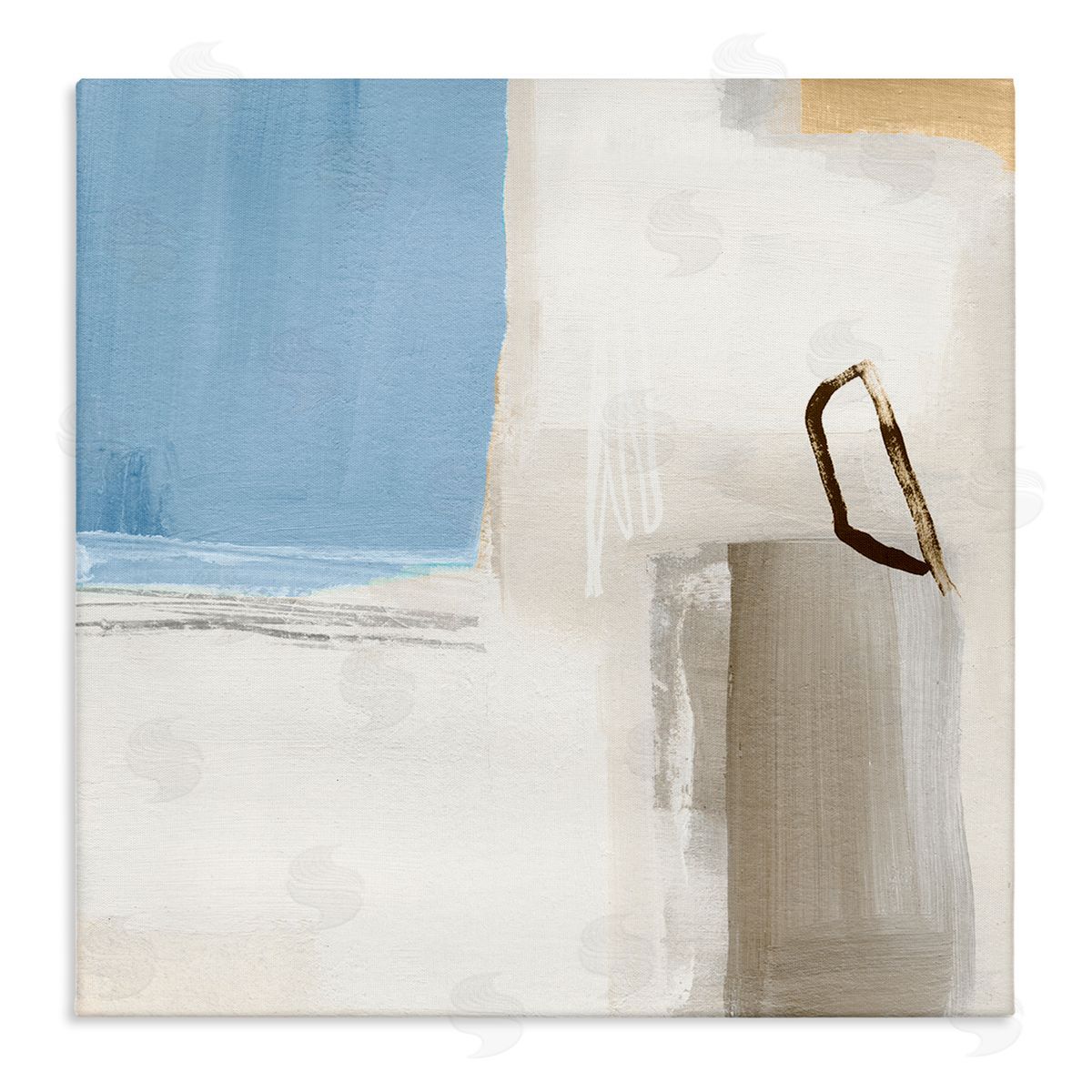 Annie Warren Contemporary Blocked Abstract Painting Circular Shape Detail Stretched Canvas Wall Art Print