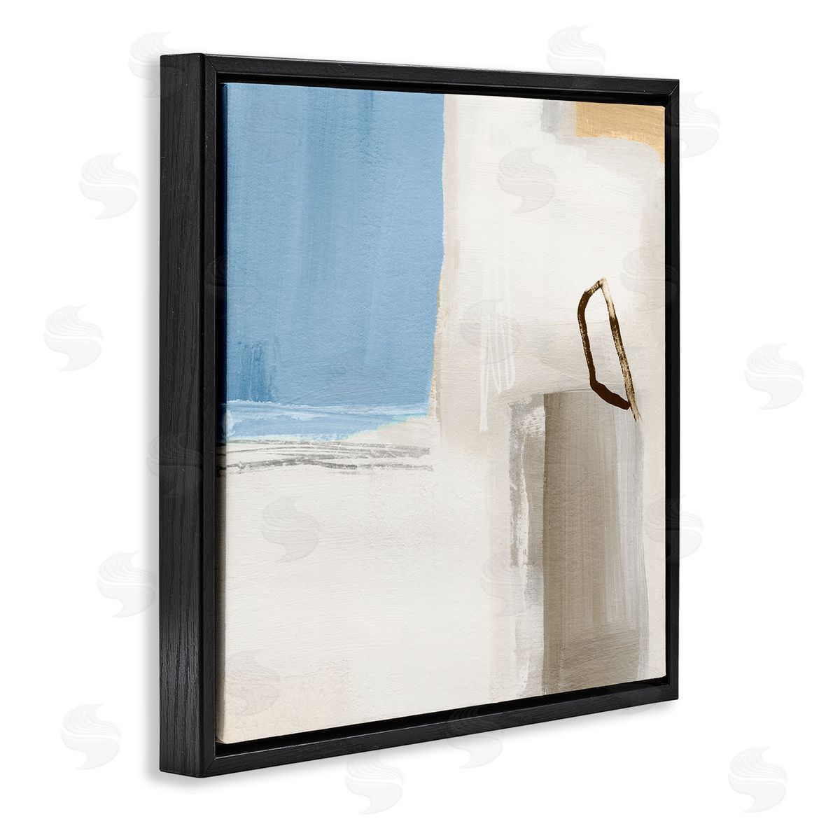 Annie Warren Contemporary Blocked Abstract Painting Circular Shape Detail Black Floating Frame Canvas Wall Art Print