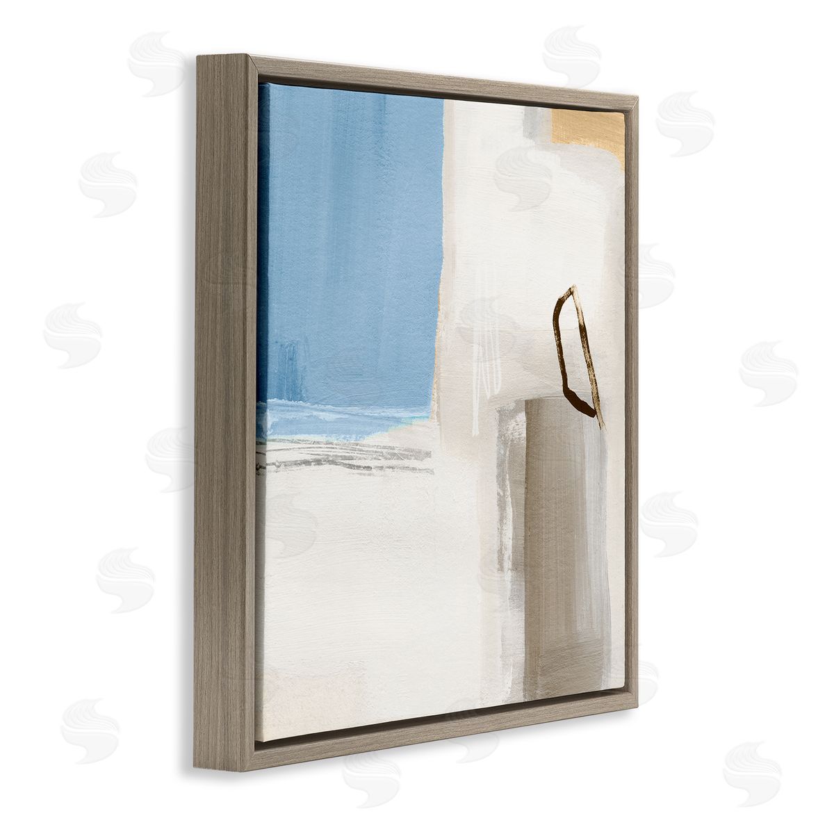 Annie Warren Contemporary Blocked Abstract Painting Circular Shape Detail Brown Floating Frame Canvas Wall Art Print