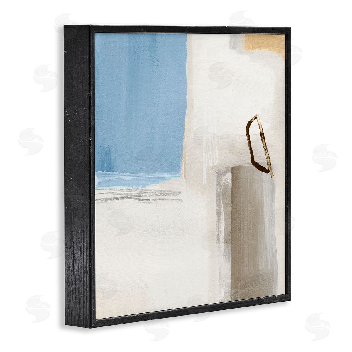 Annie Warren Contemporary Blocked Abstract Painting Circular Shape Detail Black Framed Glicee Wall Art Print