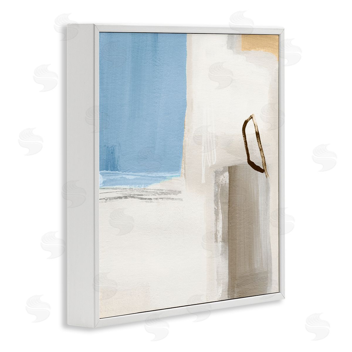 Annie Warren Contemporary Blocked Abstract Painting Circular Shape Detail White Framed Glicee Wall Art Print