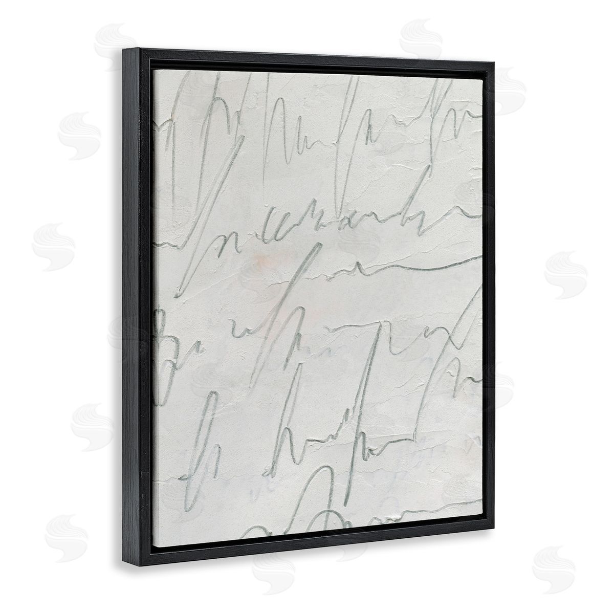 Emma Caroline Contemporary Cursive Script Abstract Scribble Words  Black Floating Frame Canvas Wall Art Print