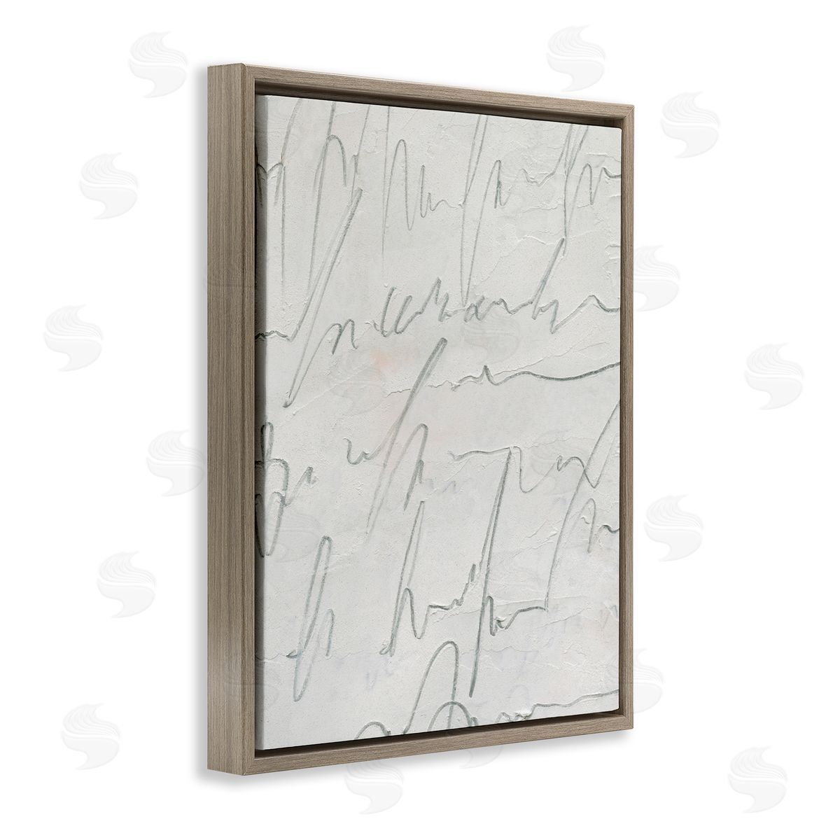 Emma Caroline Contemporary Cursive Script Abstract Scribble Words  Brown Floating Frame Canvas Wall Art Print