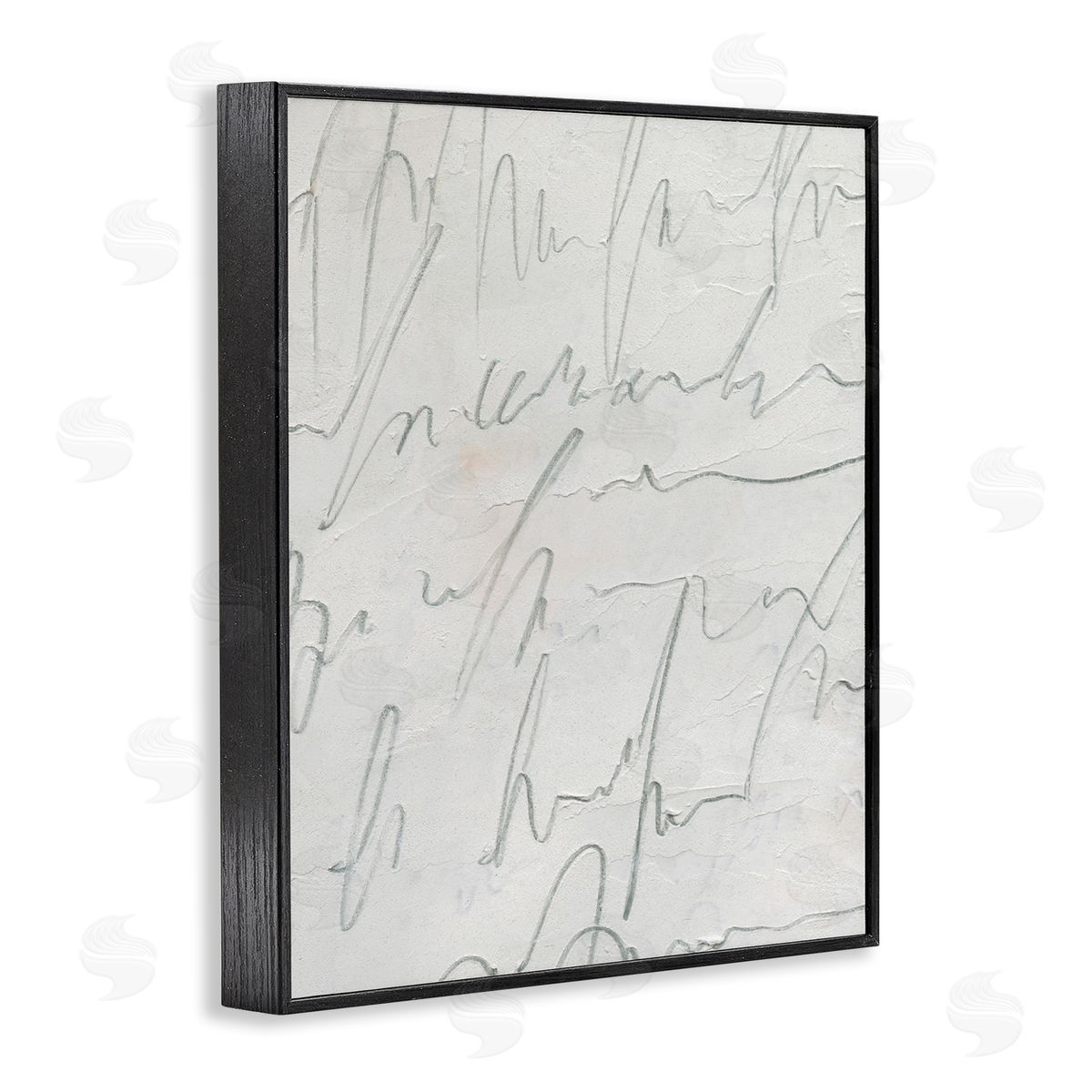 Emma Caroline Contemporary Cursive Script Abstract Scribble Words  Black Framed Giclee Wall Art Print