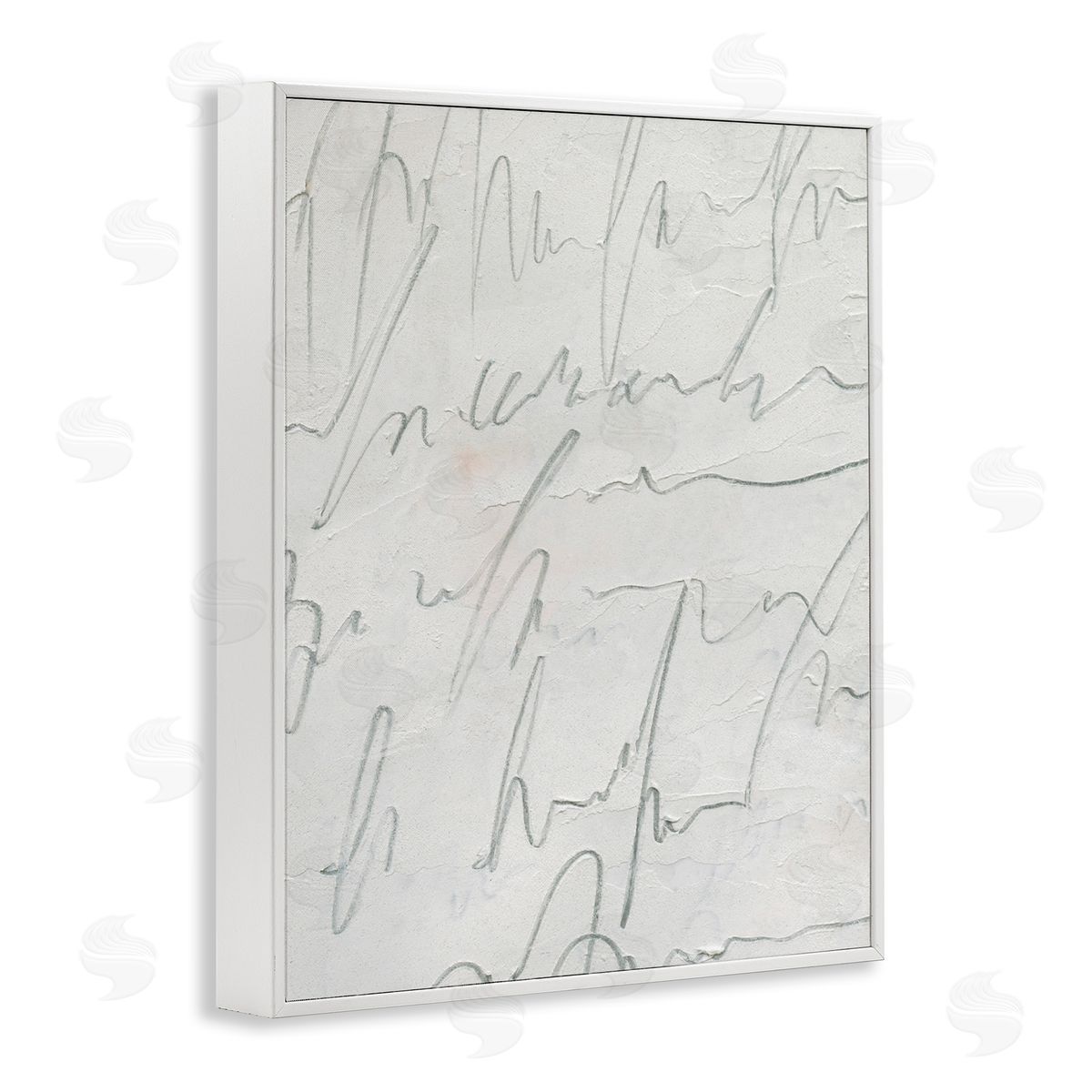 Emma Caroline Contemporary Cursive Script Abstract Scribble Words  White Framed Giclee Wall Art Print