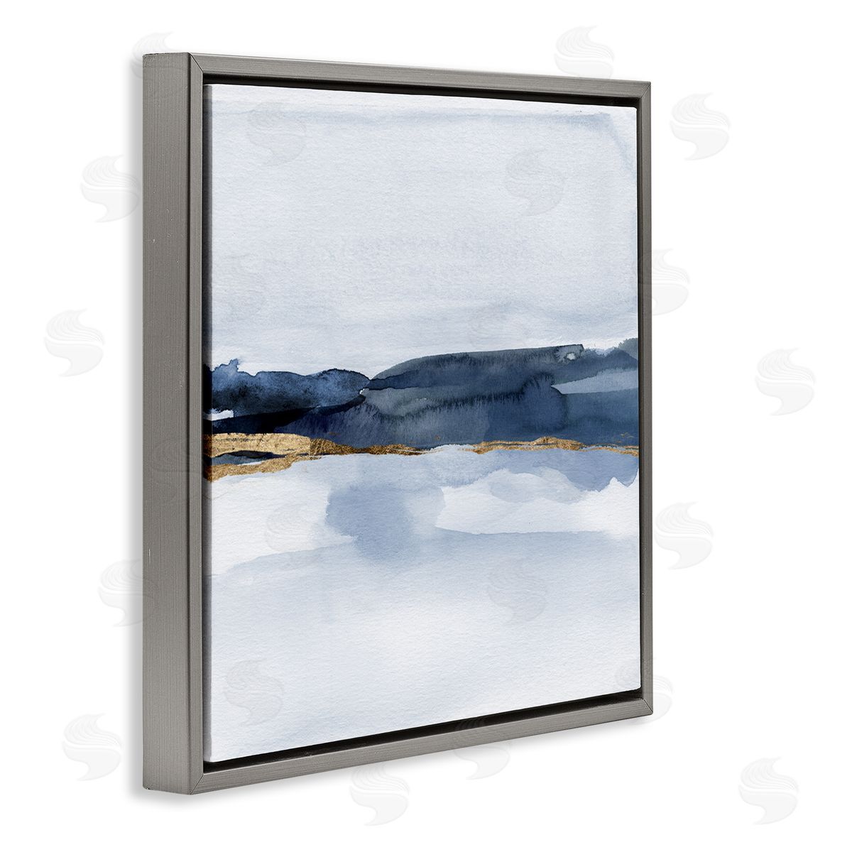 Jacob Green Abstract Blue Distant Landscape Smooth Glam Detail  Gray Floating Frame Canvas Wall Art Print